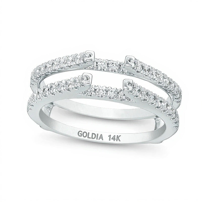 0.5 CT. TW Diamond Lined Ring Solitaire Enhancer in 14K White Gold