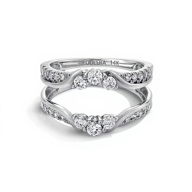 0.75 CT. TW Diamond Three Stone Layered Solitaire Enhancer in 14K White Gold