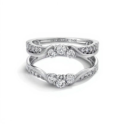 0.75 CT. TW Diamond Three Stone Layered Solitaire Enhancer in 14K White Gold