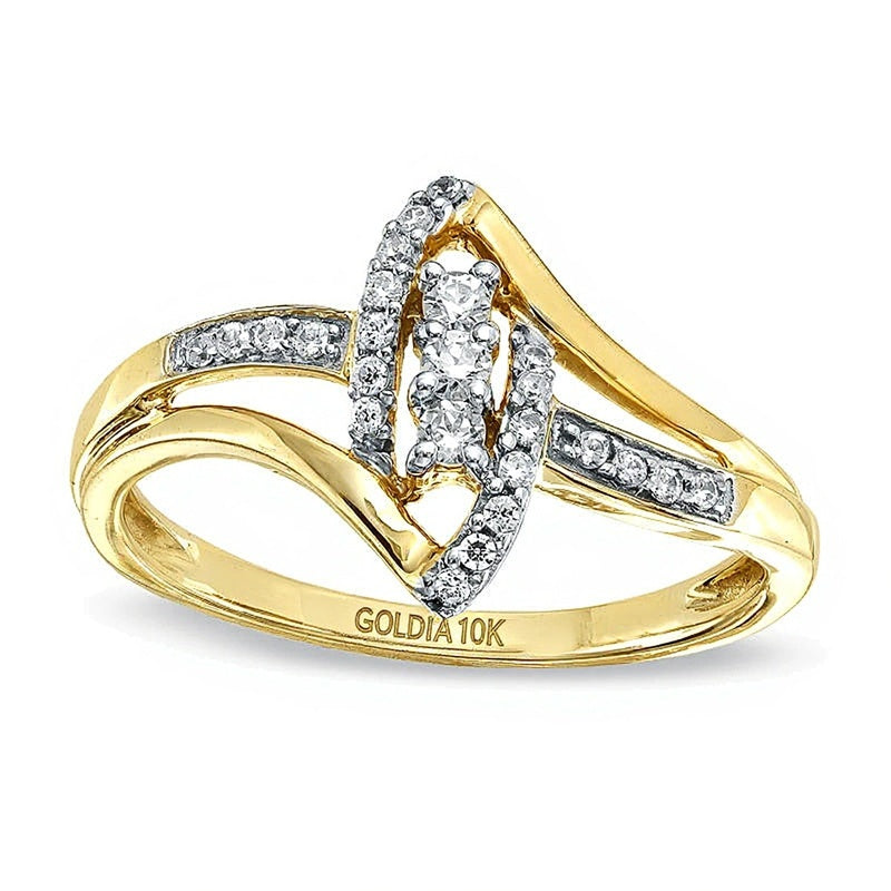 0.2 CT. TW Diamond Marquise Bypass Promise Ring in 10K Gold