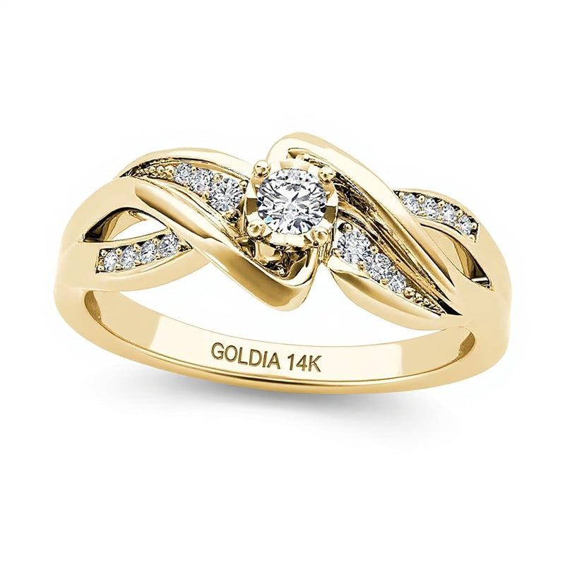 0.13 CT. TW Diamond Crossover Bypass Promise Ring in 14K Gold