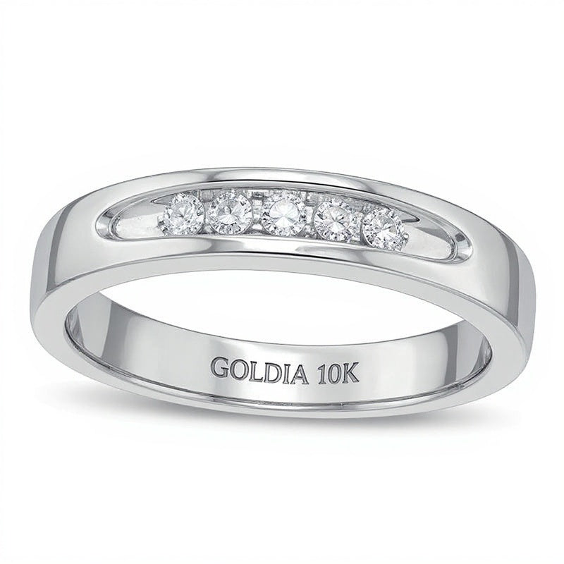 0.17 CT. TW Diamond Five Stone Wedding Band in 10K White Gold