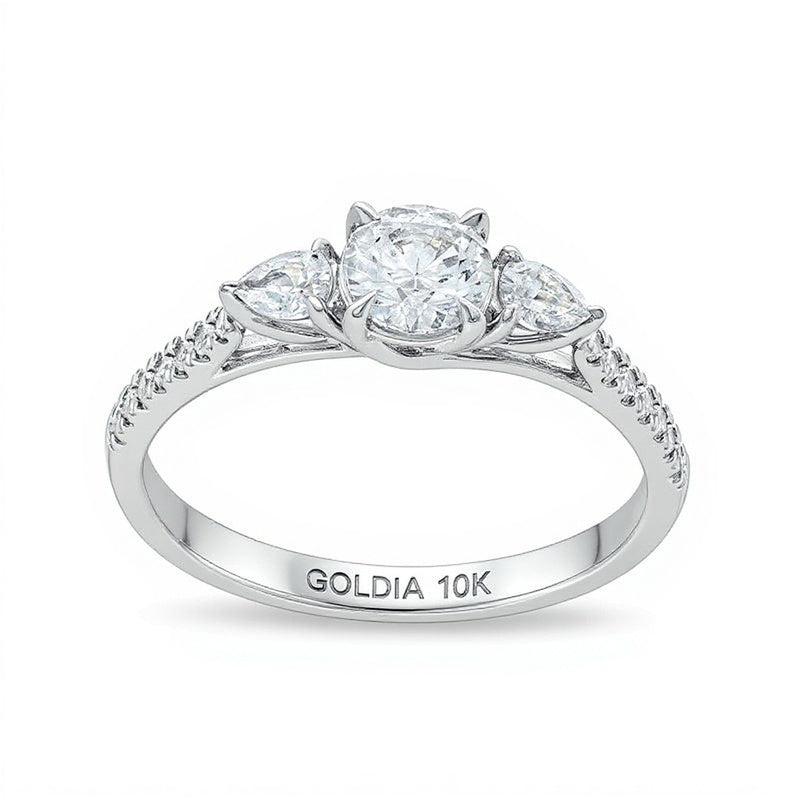 0.75 CT. TW Multi-Diamond Three Stone Engagement Ring in 10K White Gold