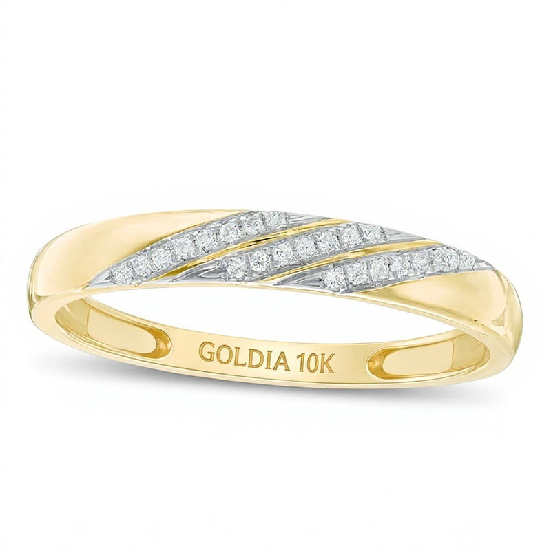 0.05 CT. TW Diamond Accent Slant Wedding Band in 10K Gold