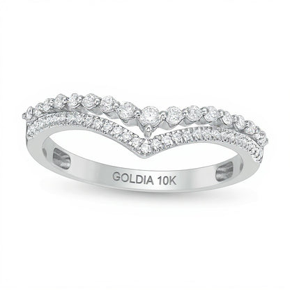0.25 CT. TW Diamond Double Chevron Anniversary Band in 10K White Gold