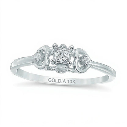 Diamond Accent Side Hearts Promise Ring in 10K White Gold