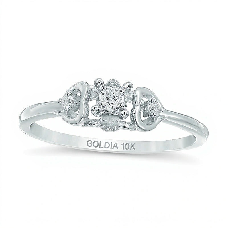 Diamond Accent Side Hearts Promise Ring in 10K White Gold