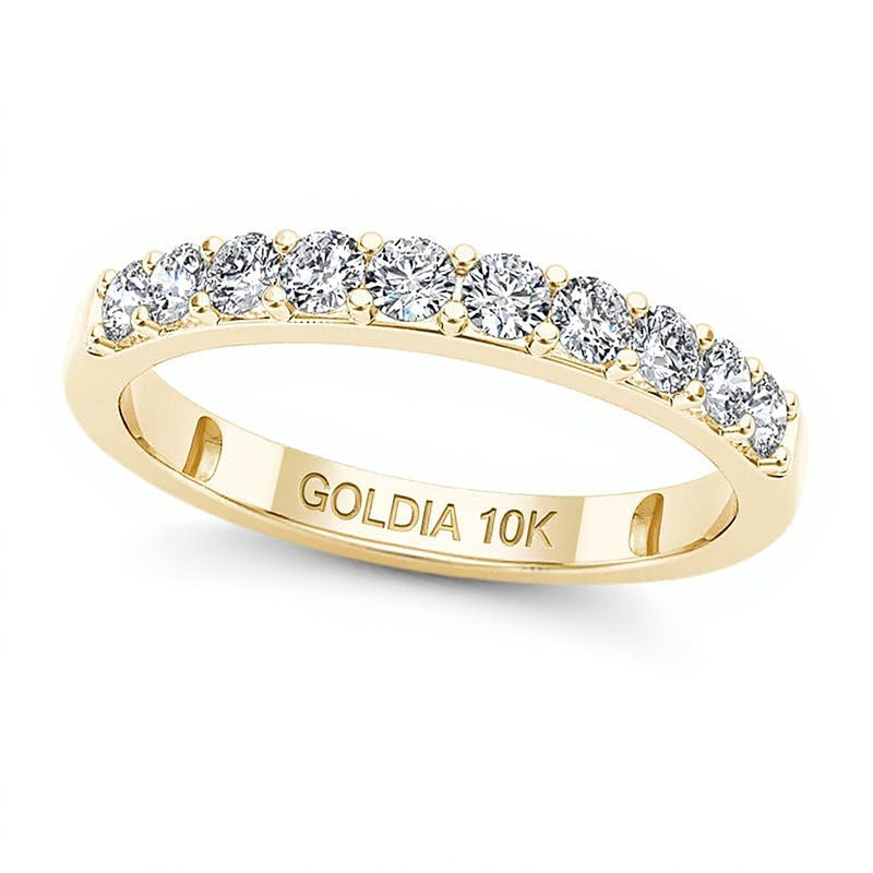 0.5 CT. TW Diamond Ten Stone Wedding Band in 10K Gold