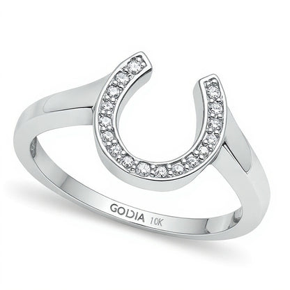 Diamond Accent Horseshoe Ring in 10K White Gold
