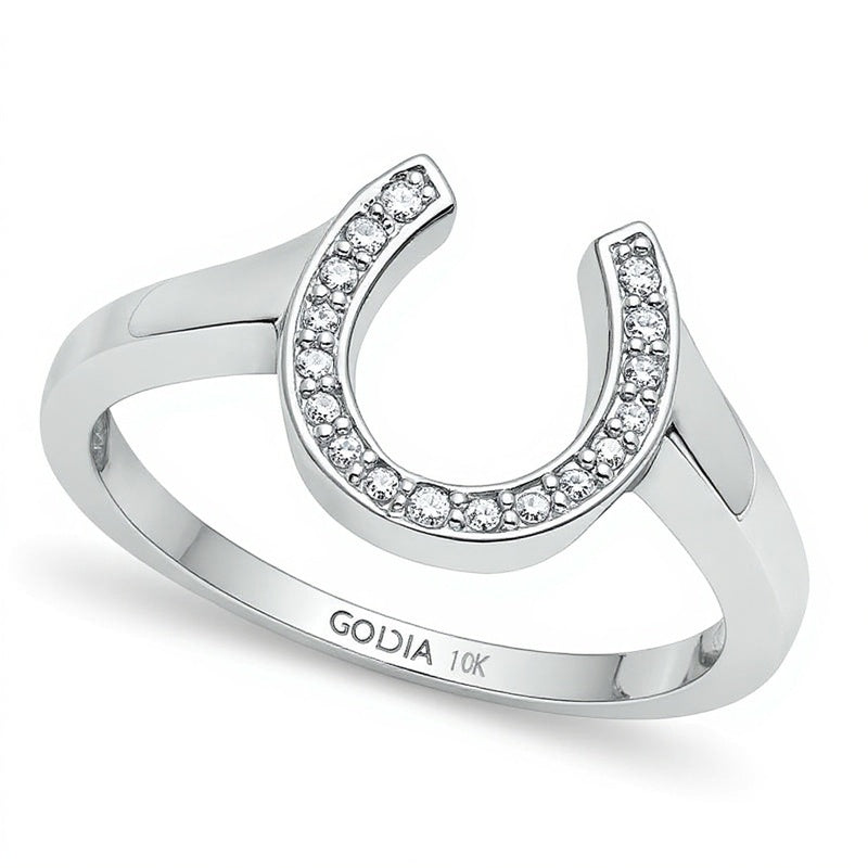Diamond Accent Horseshoe Ring in 10K White Gold