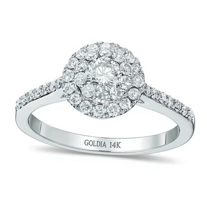 0.75 CT. TW Multi-Diamond Double Frame Engagement Ring in 14K White Gold