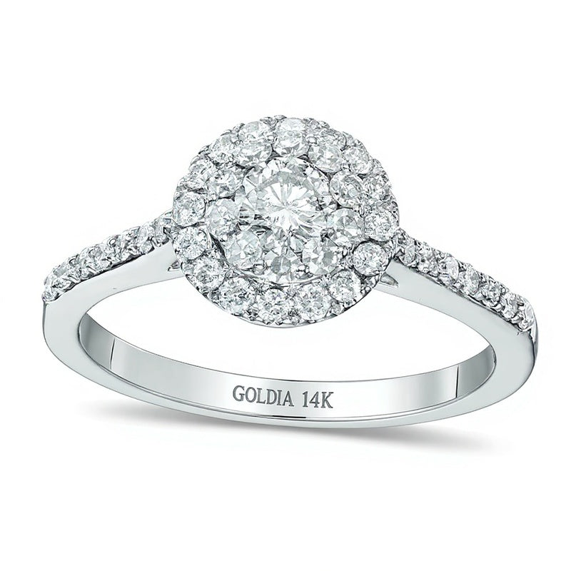 0.75 CT. TW Multi-Diamond Double Frame Engagement Ring in 14K White Gold
