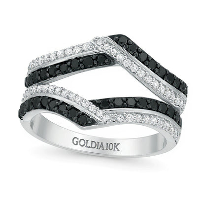 0.75 CT. TW Enhanced Black and White Diamond Chevron Solitaire Enhancer in 10K White Gold