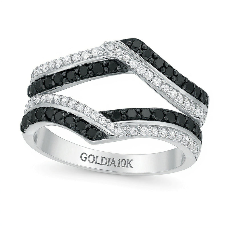 0.75 CT. TW Enhanced Black and White Diamond Chevron Solitaire Enhancer in 10K White Gold