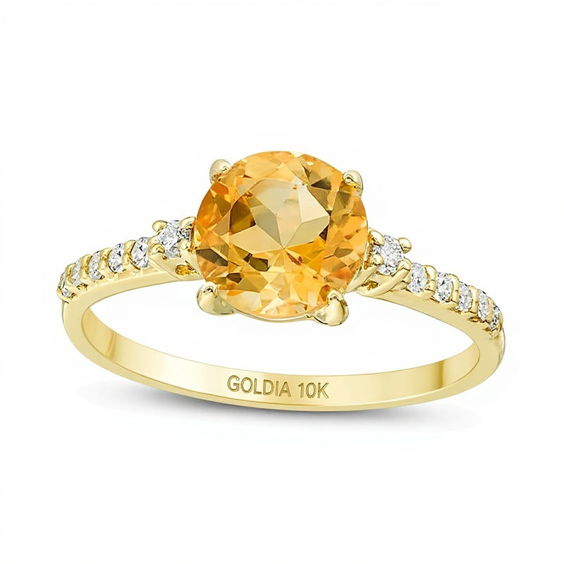 7.0mm Citrine and 0.13 CT. TW Diamond Engagement Ring in 10K Gold