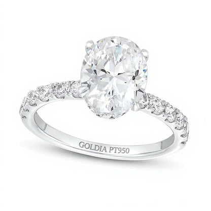 2.75 CT. TW Oval Lab-Grown Diamond Hidden Double Frame Engagement Ring in Platinum (F/VS2)