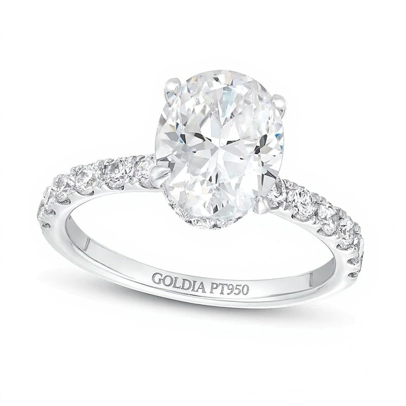 2.75 CT. TW Oval Lab-Grown Diamond Hidden Double Frame Engagement Ring in Platinum (F/VS2)