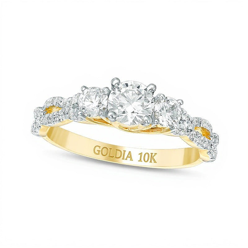 1.0 CT. TW Diamond Three Stone Braid Engagement Ring in 10K Gold