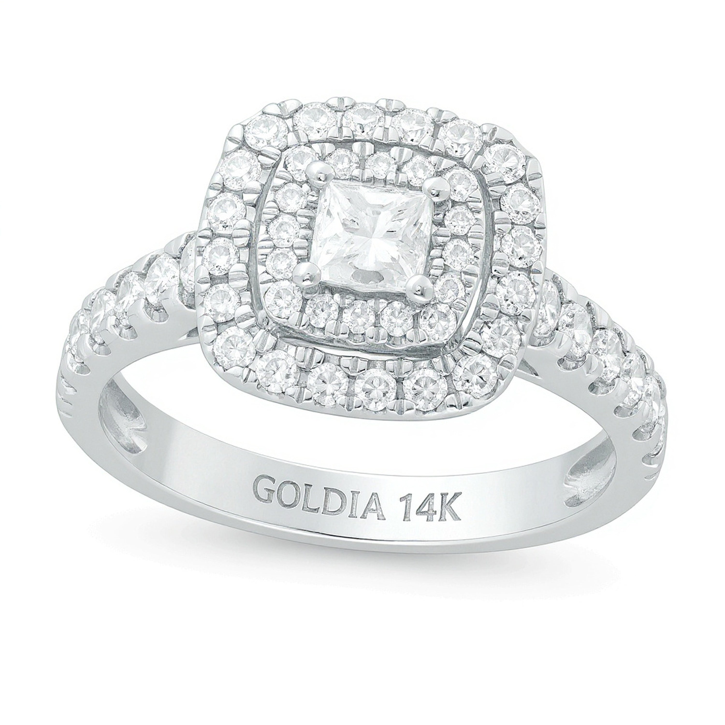 1.0 CT. TW Princess-Cut Diamond Double Frame Engagement Ring in 14K White Gold