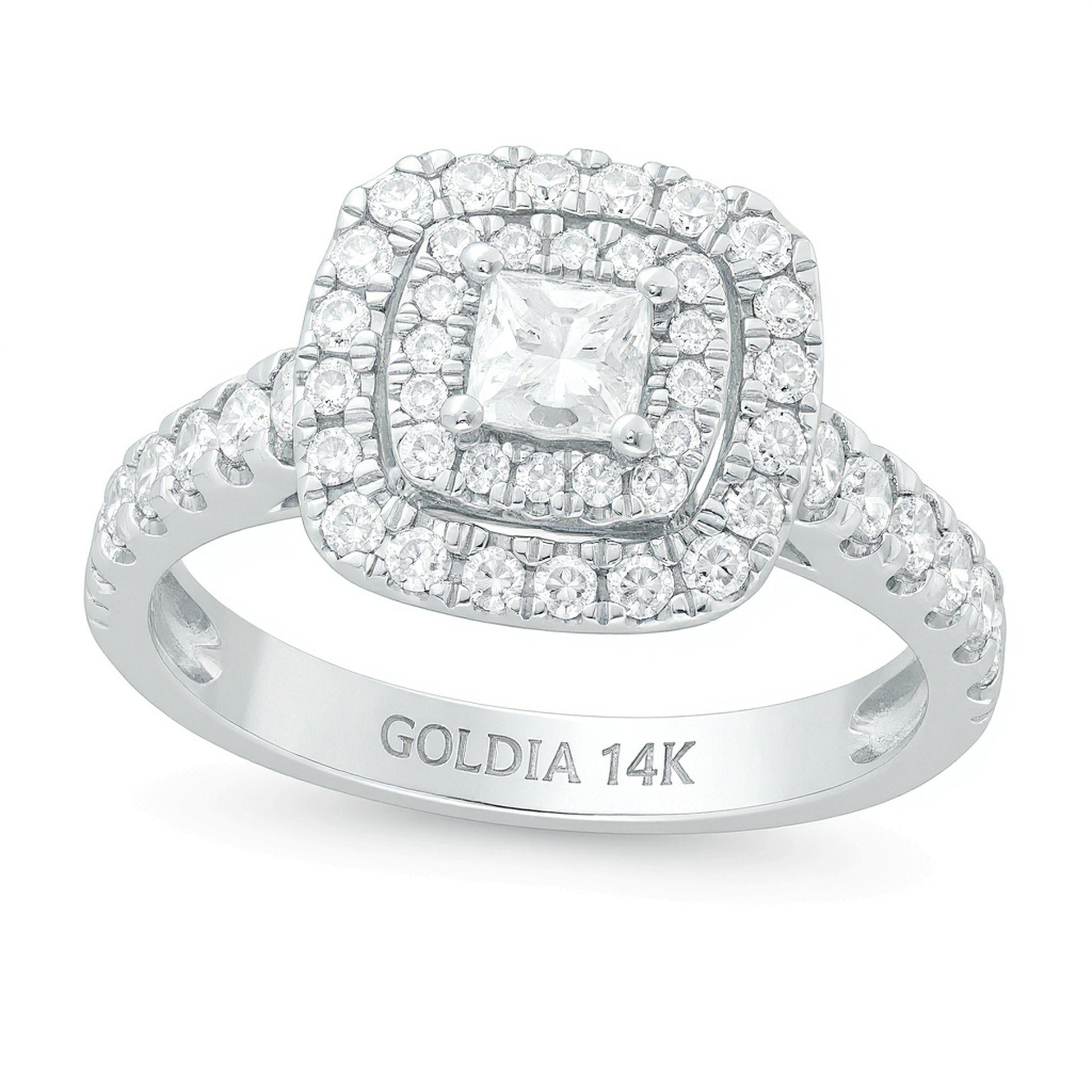 1.0 CT. TW Princess-Cut Diamond Double Frame Engagement Ring in 14K White Gold