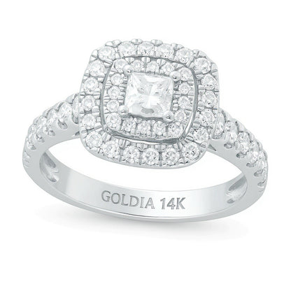 1.0 CT. TW Princess-Cut Diamond Double Frame Engagement Ring in 14K White Gold