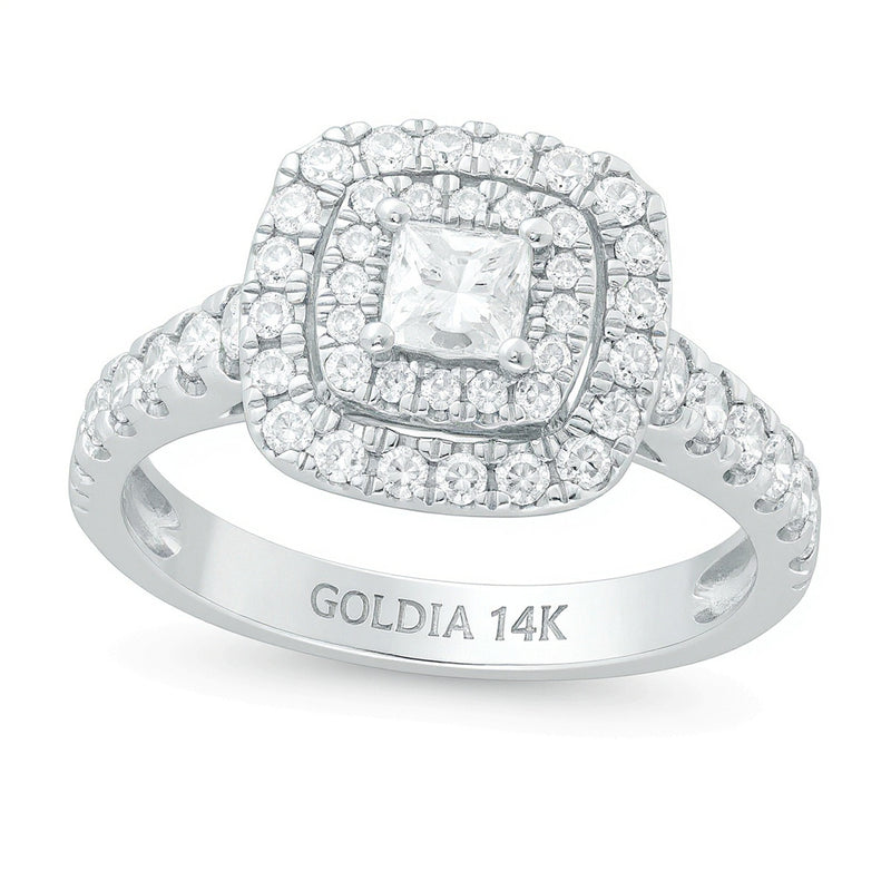 1.0 CT. TW Princess-Cut Diamond Double Frame Engagement Ring in 14K White Gold