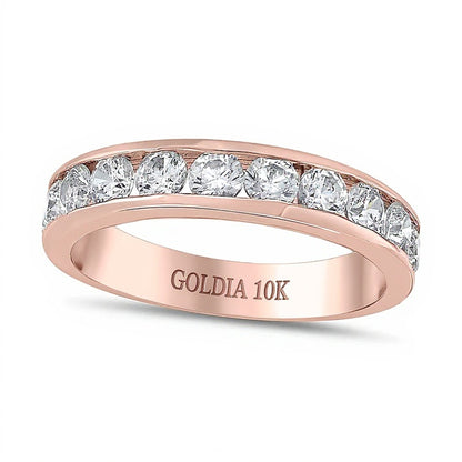 1.25 CT. TW Diamond Channel Eleven Stone Band in 10K Rose Gold (I/I2)
