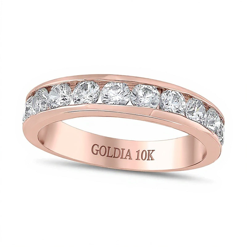 1.25 CT. TW Diamond Channel Eleven Stone Band in 10K Rose Gold (I/I2)