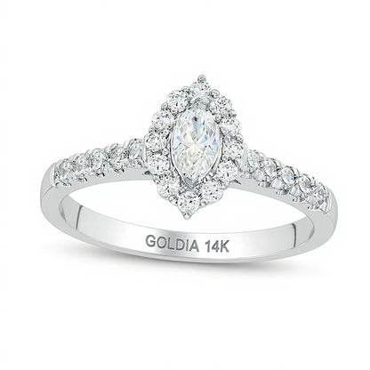 0.63 CT. TW Marquise Diamond Frame Engagement Ring in 14K White Gold
