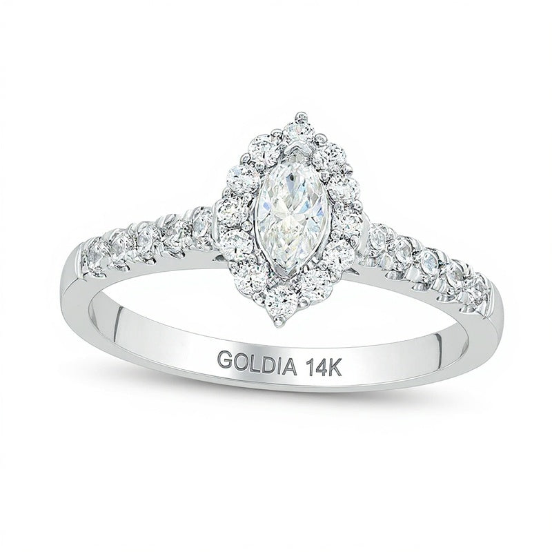 0.63 CT. TW Marquise Diamond Frame Engagement Ring in 14K White Gold