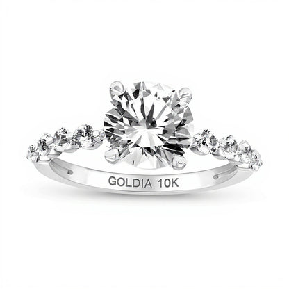 8.0mm White Lab-Created Sapphire Engagement Ring in 10K White Gold