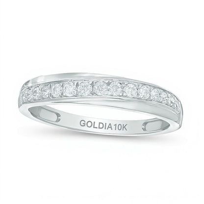 0.25 CT. TW Diamond Slant Wedding Band in 10K White Gold