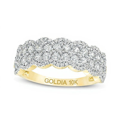 1.0 CT. TW Diamond Double Row Scallop-Edge Band in 10K Gold