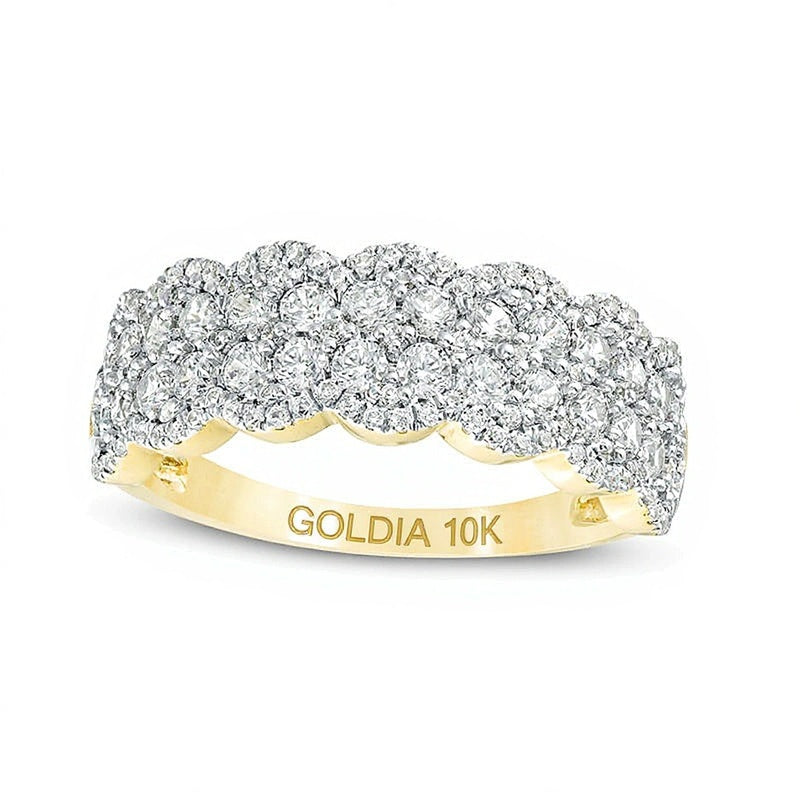1.0 CT. TW Diamond Double Row Scallop-Edge Band in 10K Gold