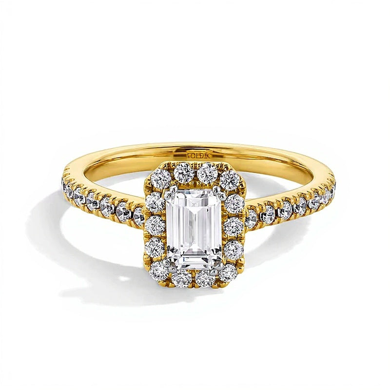 1.0 CT. TW Emerald-Cut Lab-Grown Diamond Frame Engagement Ring in 14K Gold (F/SI2)
