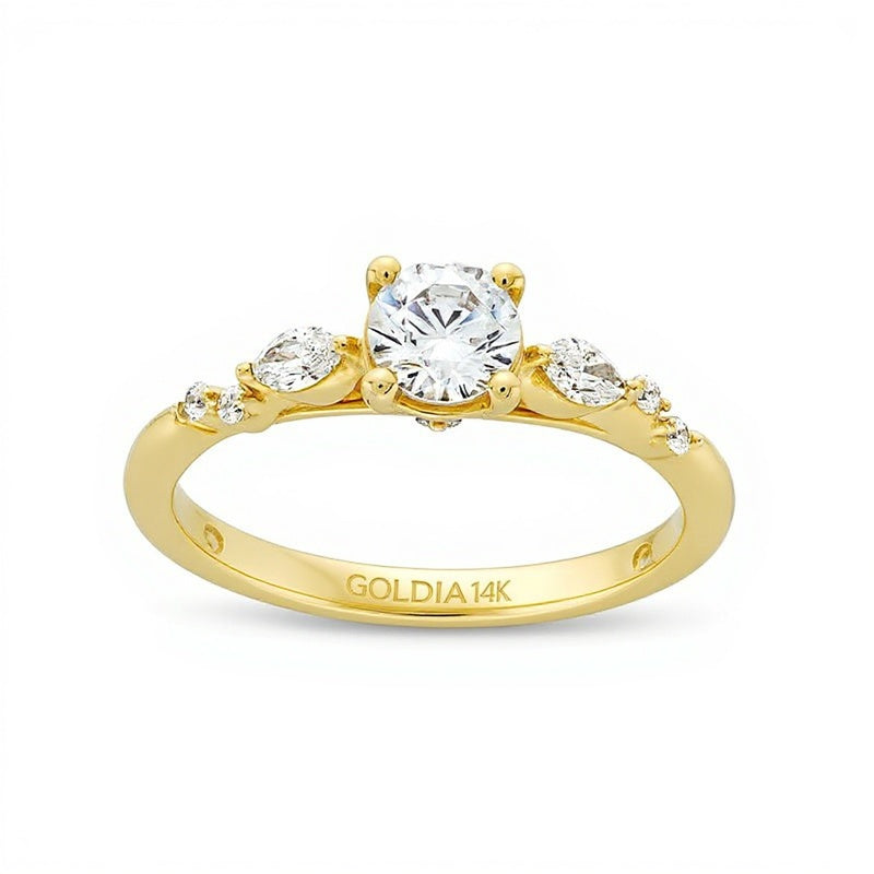 0.63 CT. TW Marquise and Round Diamond Scatter Engagement Ring in 14K Gold