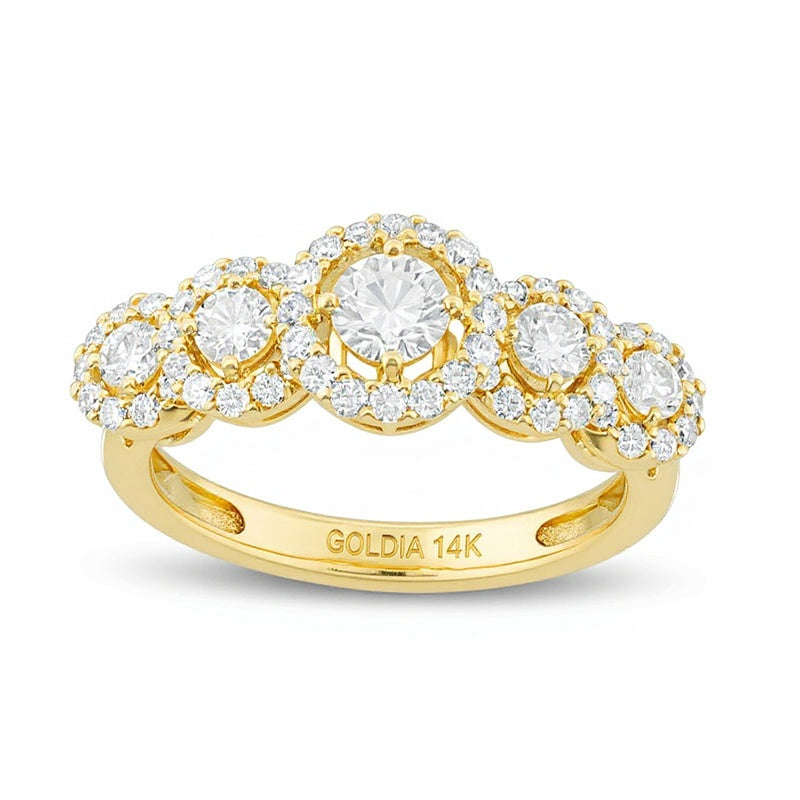 1.0 CT. TW Diamond Frame Five Stone Anniversary Band in 14K Gold