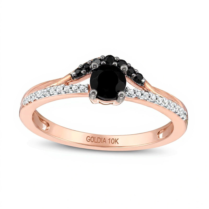 4.0mm Black Spinel and 0.05 CT. TW Diamond Contour Ring in 10K Rose Gold
