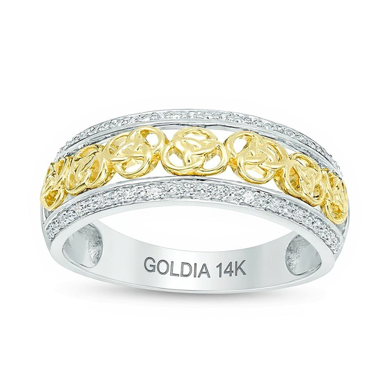 0.13 CT. TW Diamond Love Knot Wedding Band in 14K Two-Tone Gold