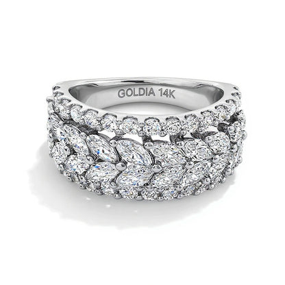 3.0 CT. TW Marquise and Round Lab-Grown Diamond Multi-Row Anniversary Band in 14K White Gold (F/VS2)