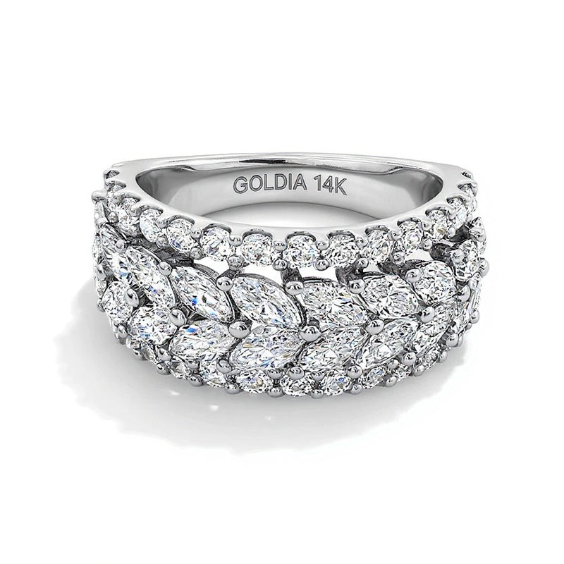 3.0 CT. TW Marquise and Round Lab-Grown Diamond Multi-Row Anniversary Band in 14K White Gold (F/VS2)