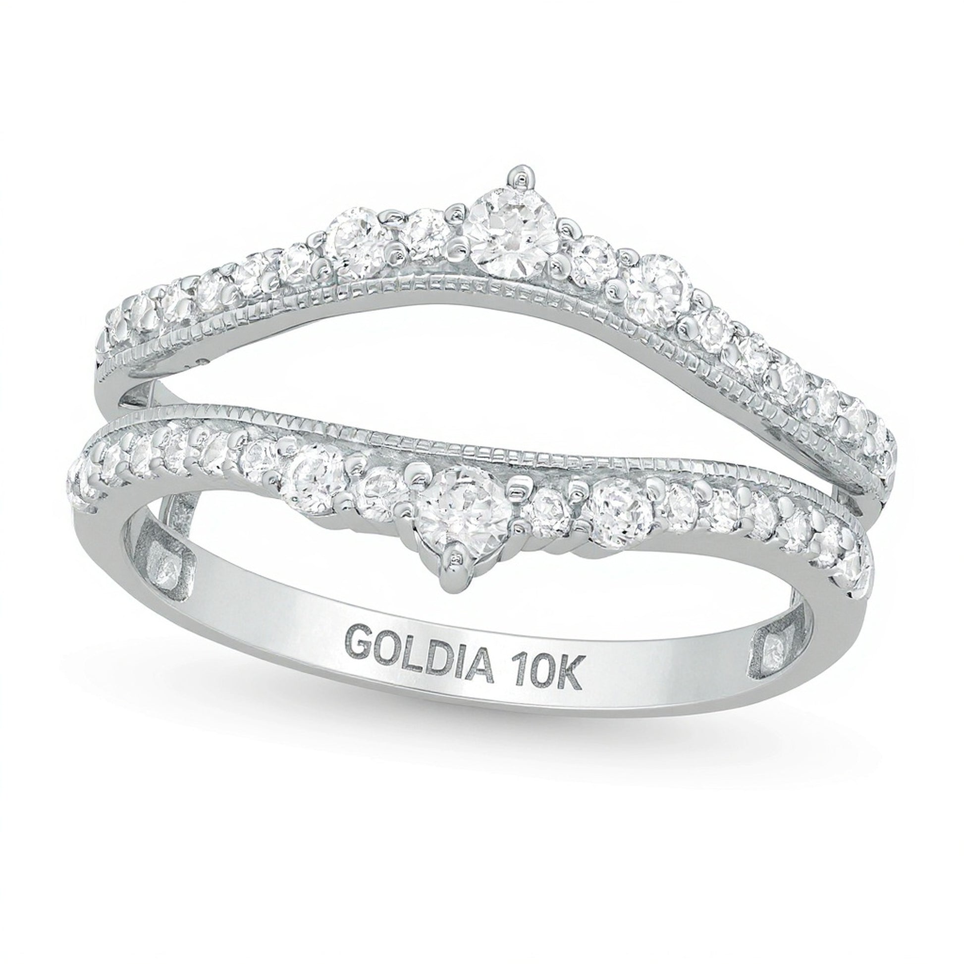 0.5 CT. TW Diamond Crown Vintage-Style Solitaire Enhancer in 10K White Gold