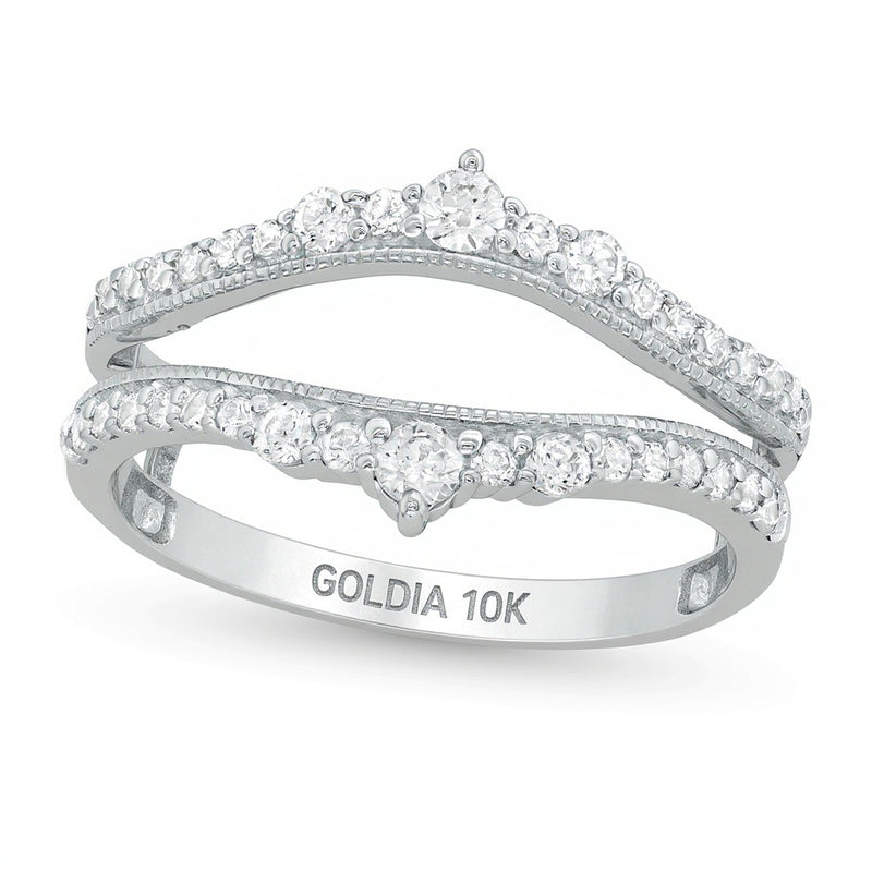 0.5 CT. TW Diamond Crown Vintage-Style Solitaire Enhancer in 10K White Gold