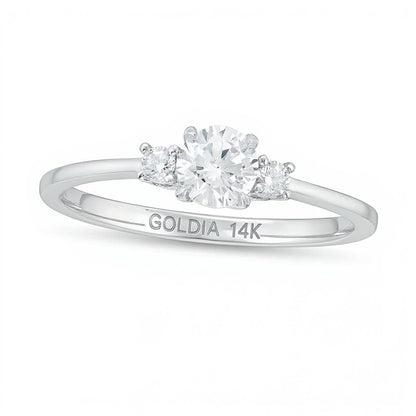 0.5 CT. TW Diamond Three Stone Engagement Ring in 14K White Gold