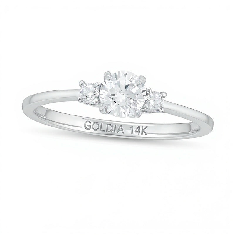 0.5 CT. TW Diamond Three Stone Engagement Ring in 14K White Gold