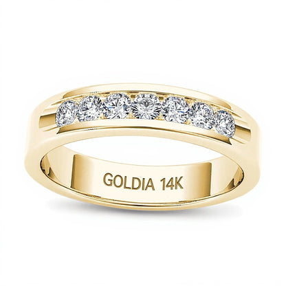 0.5 CT. TW Diamond Seven Stone Wedding Band in 14K Gold