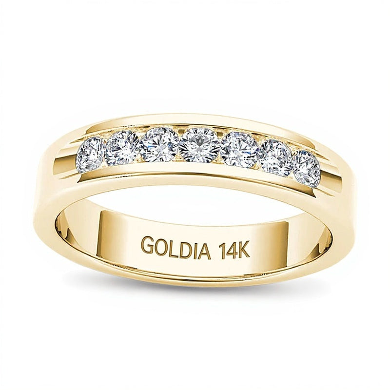 0.5 CT. TW Diamond Seven Stone Wedding Band in 14K Gold