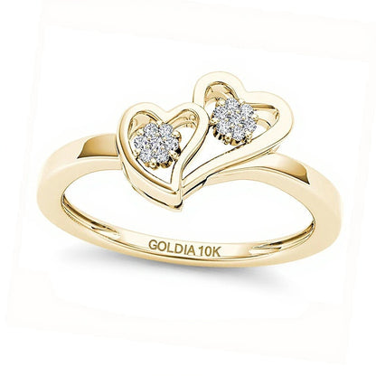 0.05 CT. TW Diamond Double Heart Ring in 10K Gold