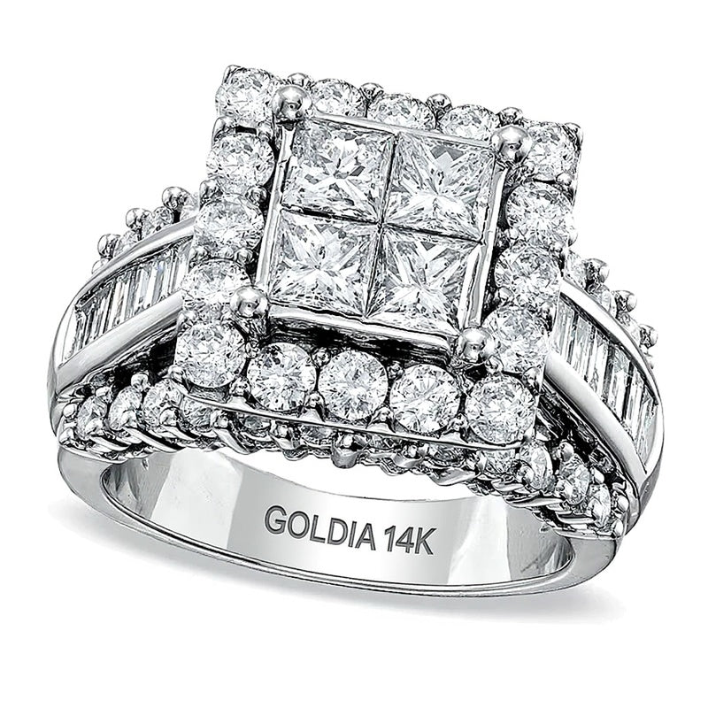 3.0 CT. TW Quad Princess-Cut Diamond Engagement Ring in 14K White Gold