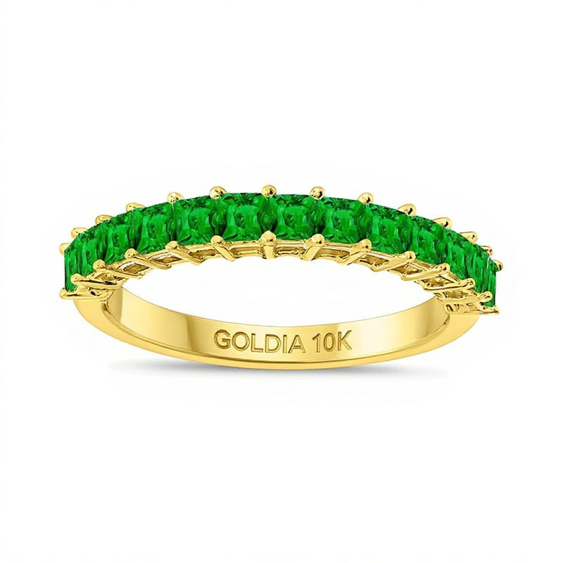 Princess-Cut Emerald Anniversary Band in 10K Gold